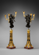 Gilt and Patinated Bronze and Marble “Fame” Candelabra
Paris, Empire period, circa 1805 
Height 77 cm each
 